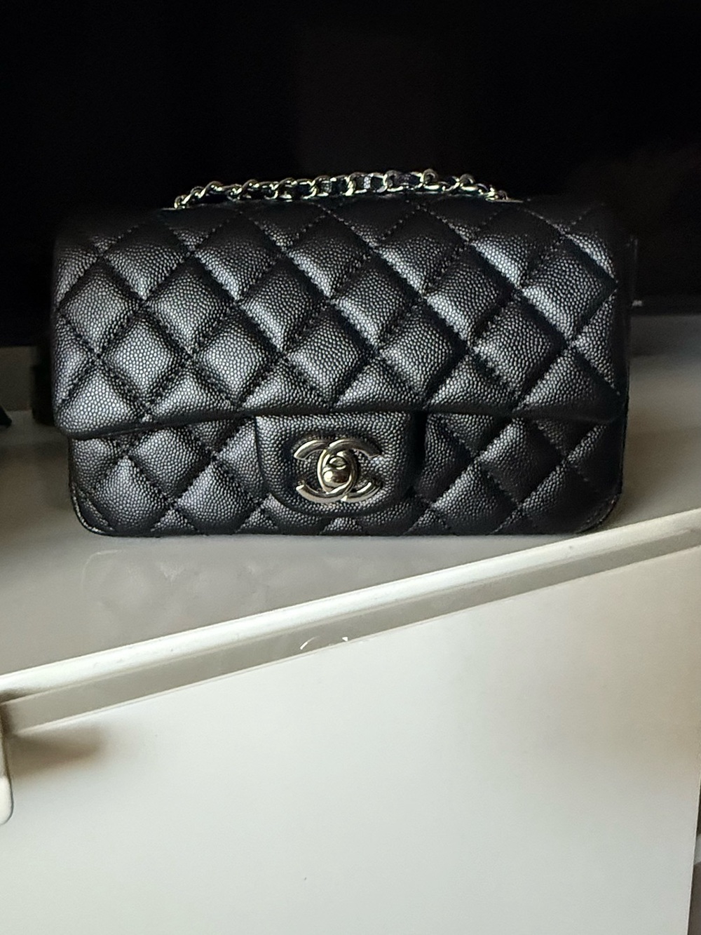 Classic Quilted Mini Flap Bag in Black